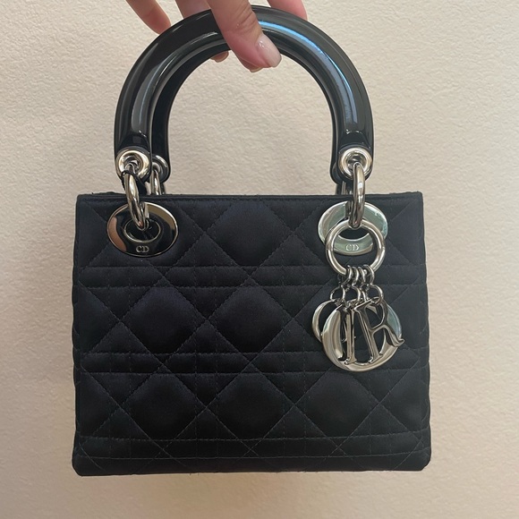 Dior Handbags - SOLD Lady Dior Mini Satin Bag Silver Hardware